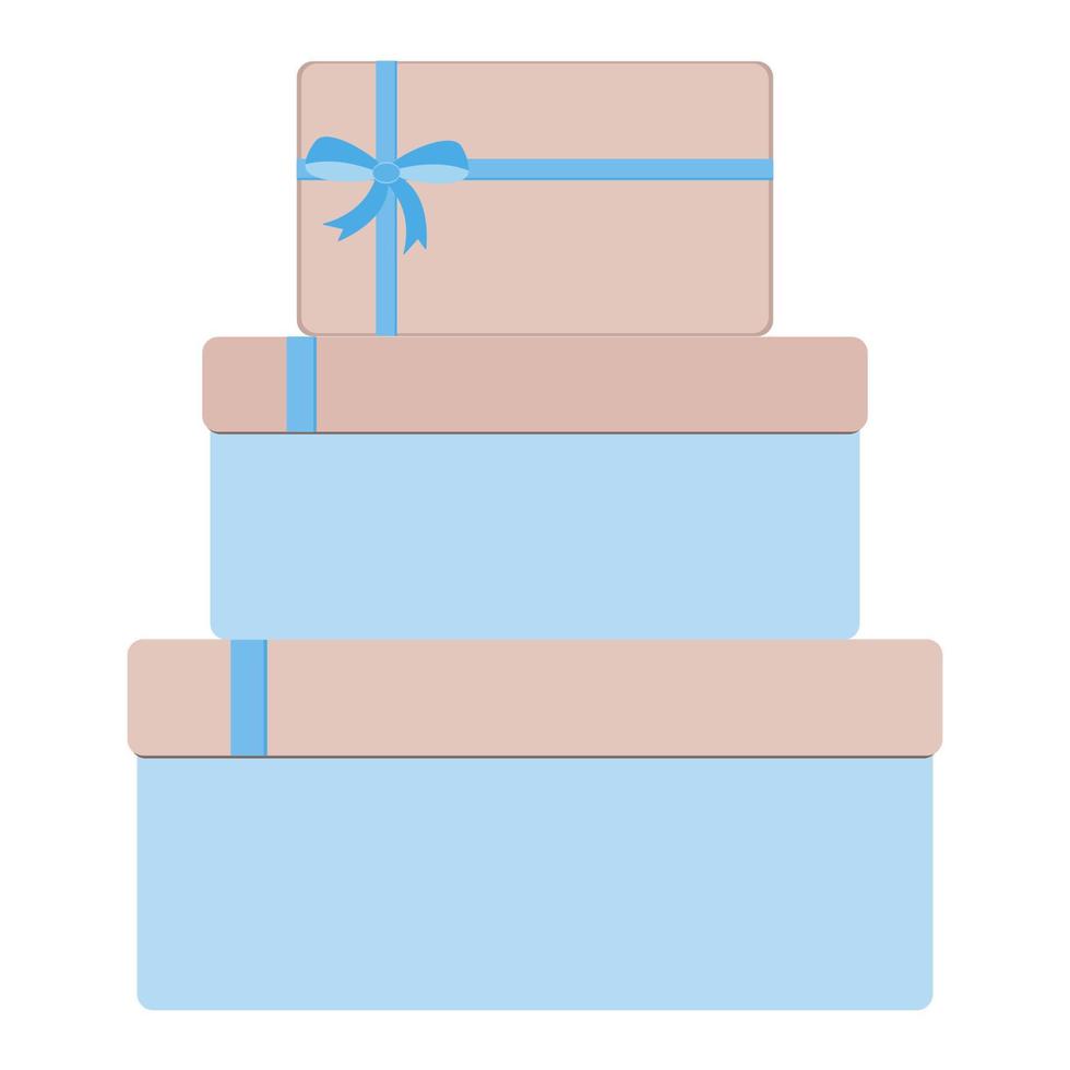 A set of gift boxes. Colored gift boxes on a white background. Birthday, Christmas. Cartoon flat design. vector