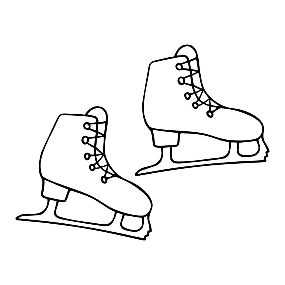 Vector drawing of figure skates in doodle style on a white background