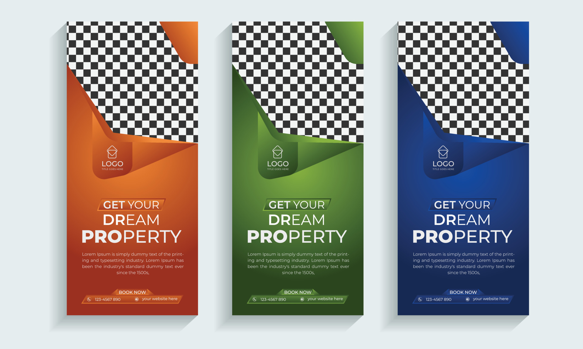 Real Estate roll up banner or cover design template, Vertical