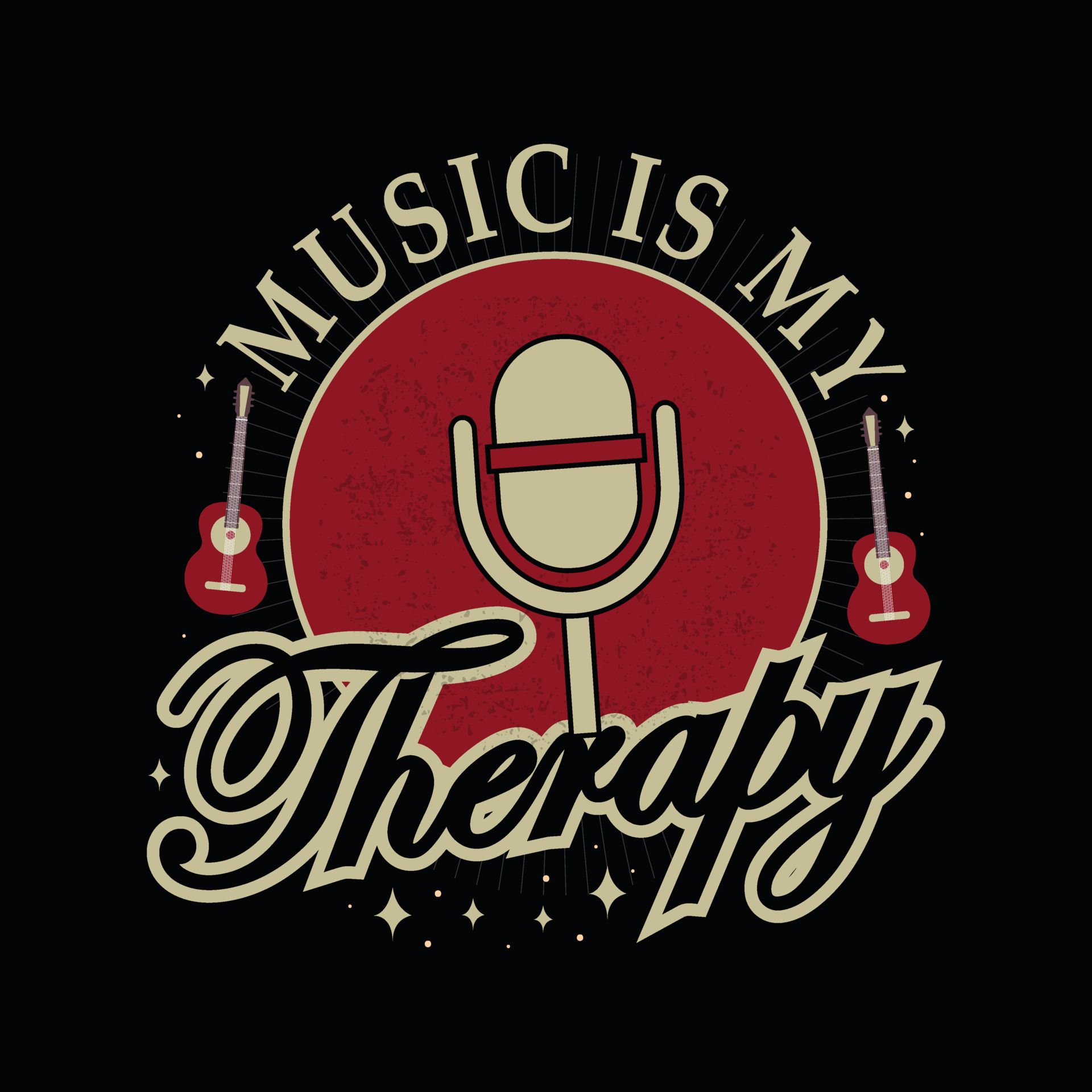 Music poster with words music is my healing. Modern lettering slogan T