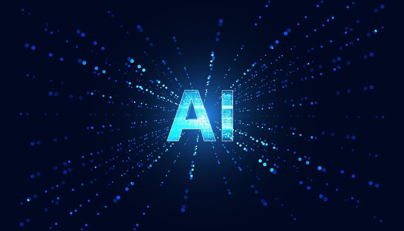 Abstract Artificial Intelligence on Atomic and Technology Background with Computer Systems dot blue. vector