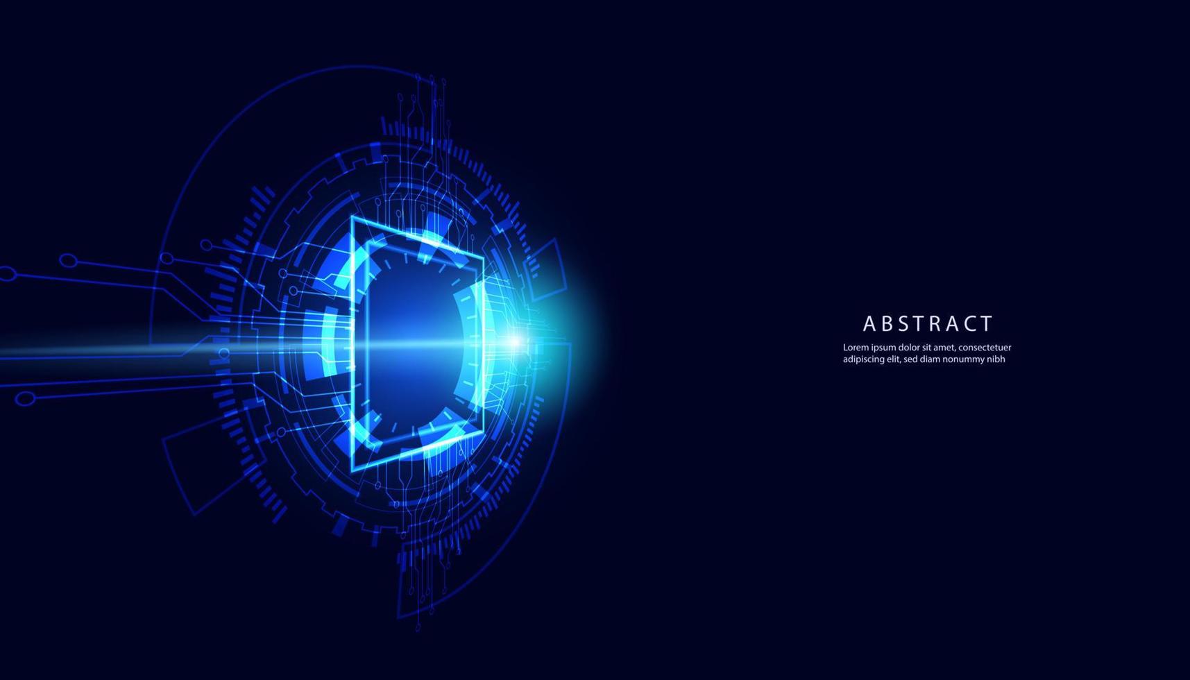 Abstract Circle Digital Circuit Concept Light Circle Network Blue Digital Copy Space for Text Wallpaper Background Futuristic Modern. vector