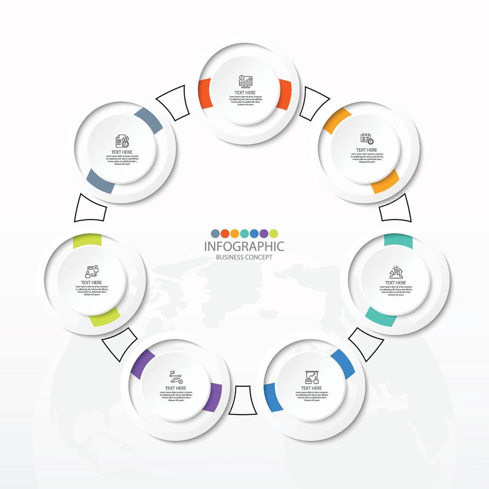 Basic circle infographic with 7 steps, process or options. vector