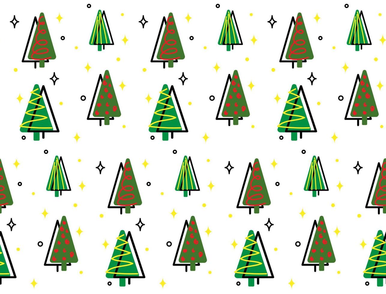 Christmas seamless pattern for greeting cards, wrapping papers. Doodle Christmas trees. Hand drawn winter background. Vector illustration.