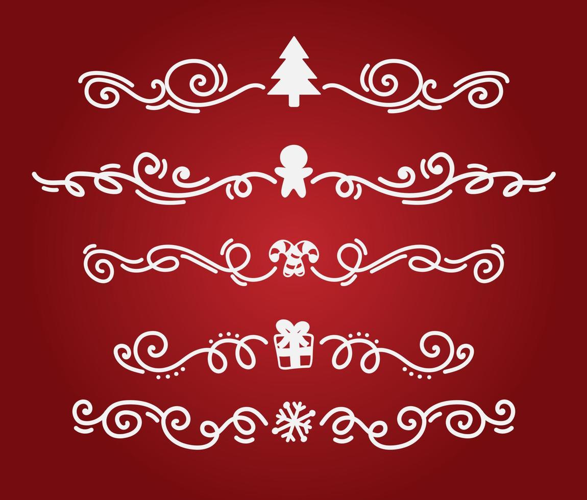 Hand drawn cute christmas divider. Vector elements