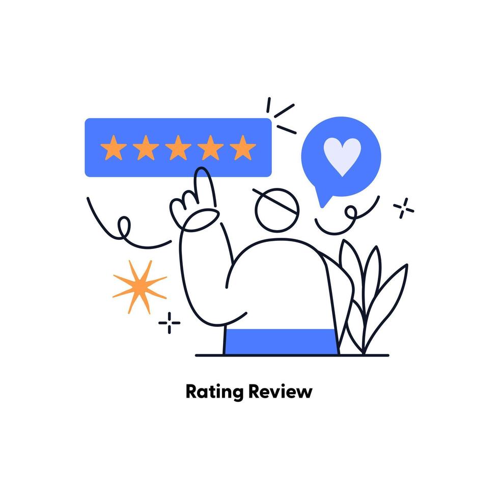 People give review rating and feedback. Flat vector illustration. Customer choice. Rank rating stars feedback. Flat vector illustration isolated on white background