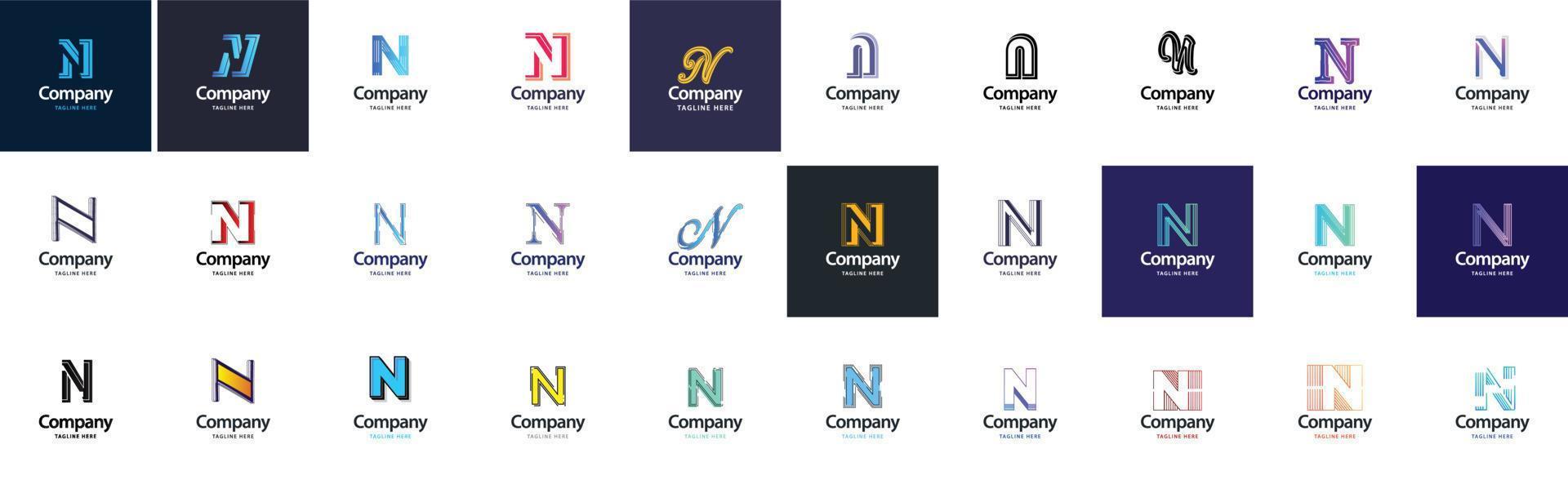 N Logo Collection. 30 Business logo collection for financial company or Design agency. Vector Brand Illustration