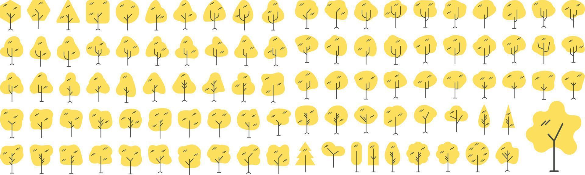 Vector Flat icons collection of tree. Vector Flat pictograms isolated on a white background. Flat icons collection for web apps and mobile concept. Premium quality symbols