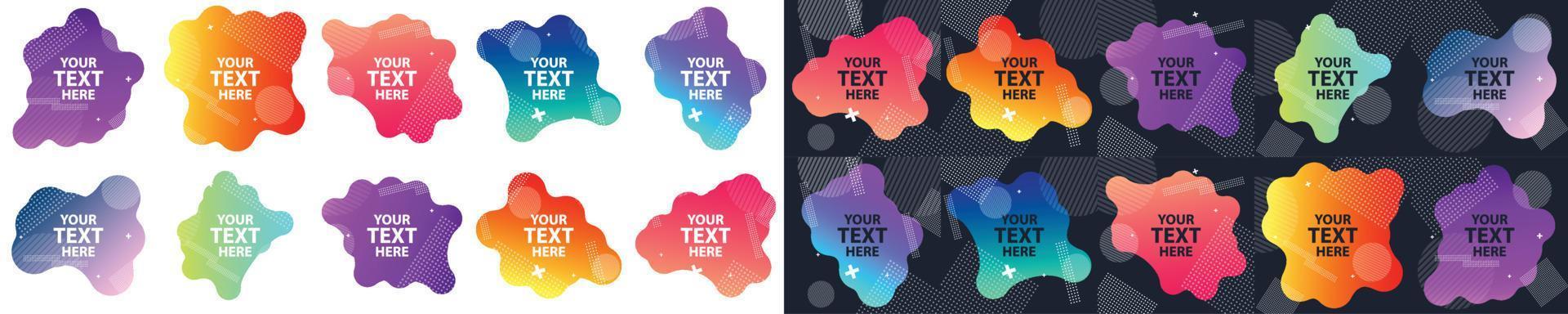 Fluid graphic shape element design vector background or liquid gradient abstract geometric modern splash halftone wavy set for text copy space. idea of curvy backdrop for flyer or brochure