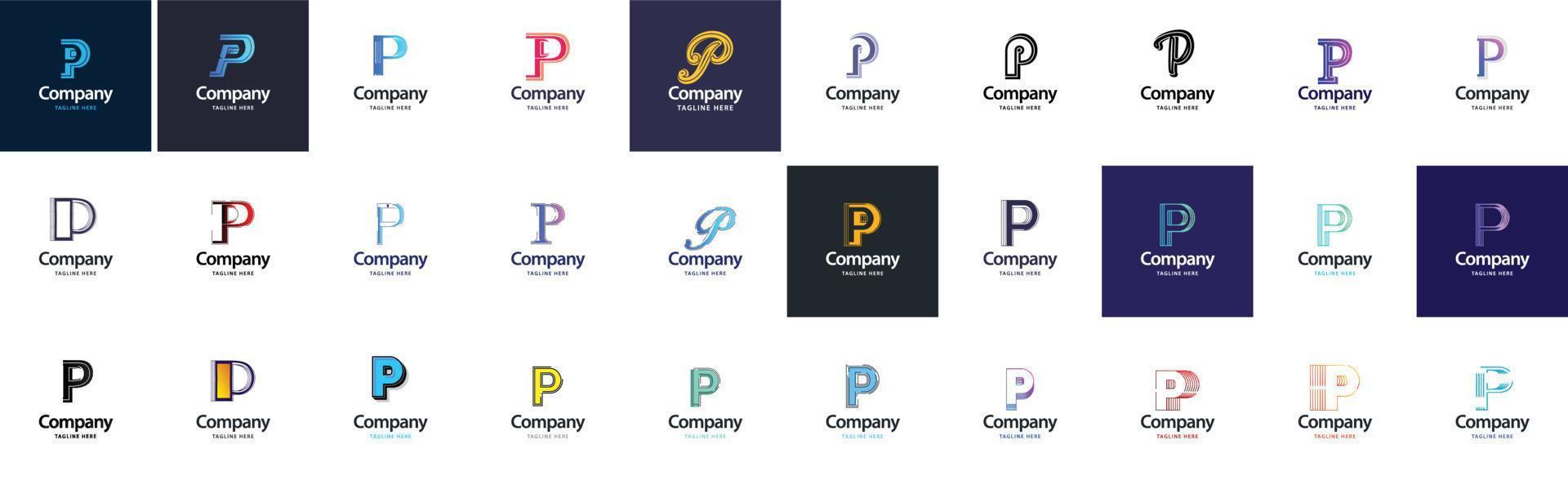 P Logo Collection. 30 Business logo collection for financial company or Design agency. Vector Brand Illustration