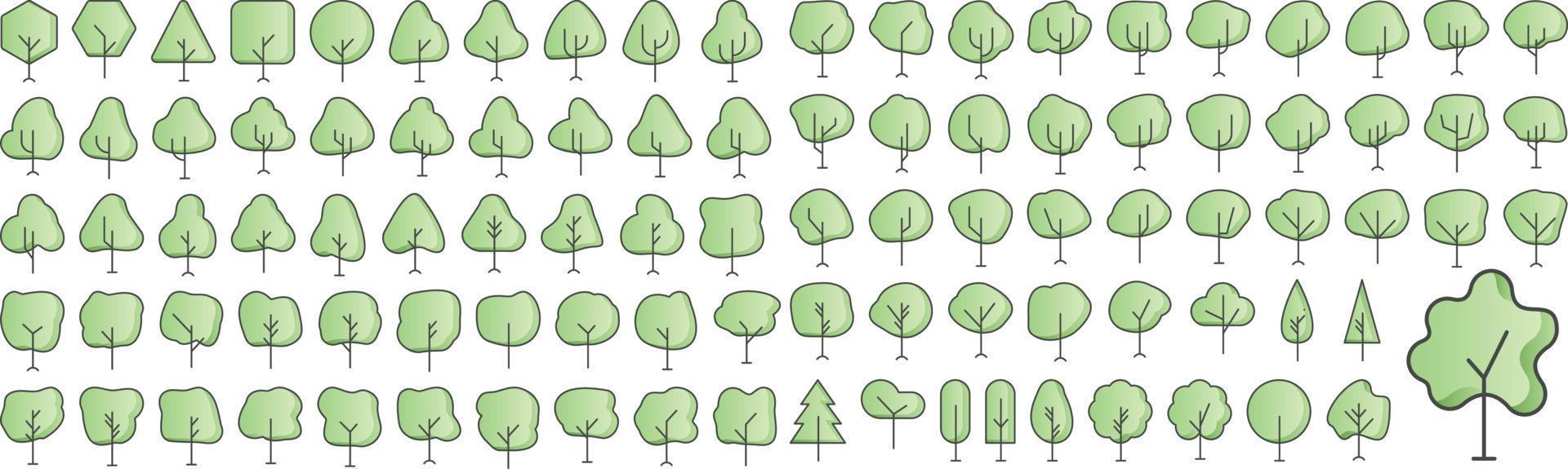 Vector Flat icons collection of tree. Vector Flat pictograms isolated on a white background. Flat icons collection for web apps and mobile concept. Premium quality symbols