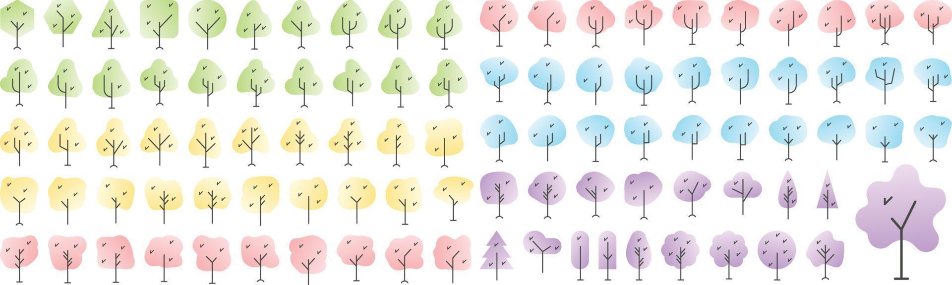 Vector Flat icons collection of tree. Vector Flat pictograms isolated on a white background. Flat icons collection for web apps and mobile concept. Premium quality symbols