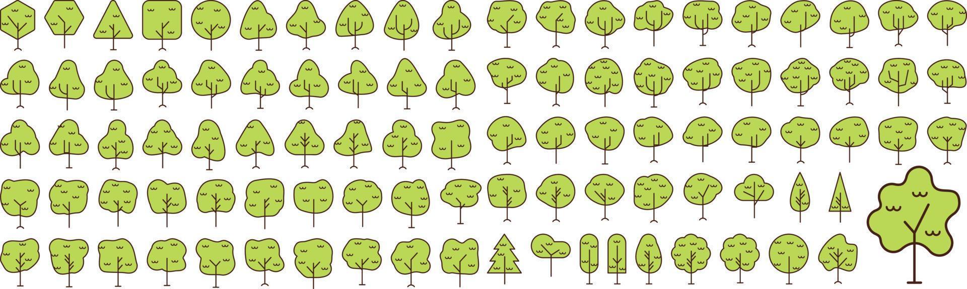 Vector Flat icons collection of tree. Vector Flat pictograms isolated on a white background. Flat icons collection for web apps and mobile concept. Premium quality symbols