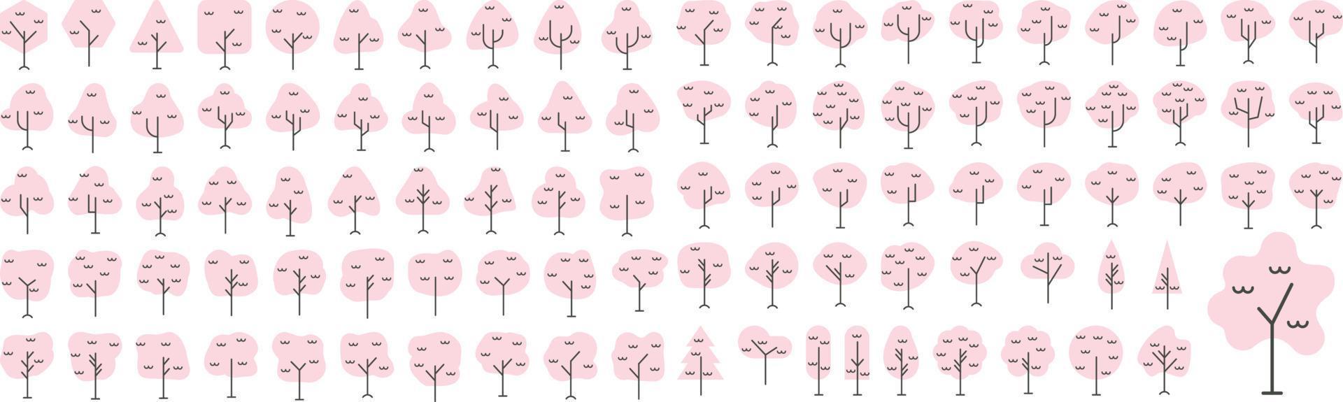 Vector Flat icons collection of tree. Vector Flat pictograms isolated on a white background. Flat icons collection for web apps and mobile concept. Premium quality symbols