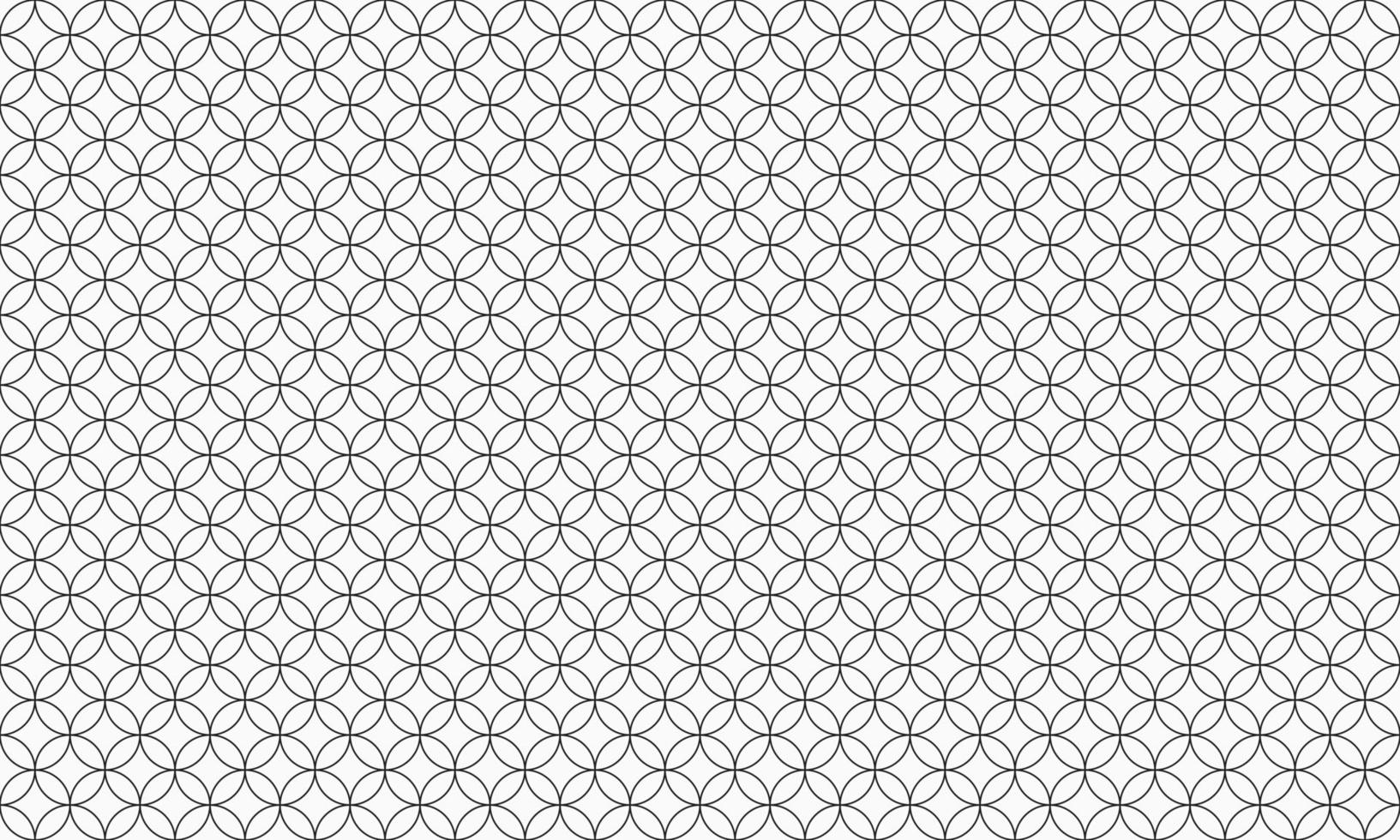 Shippoumon circle wedge pattern, traditional Japanese motif, archetypal design in the Heian Period. Geometric line art background. Simple luxury vintage seamless wallpaper, vector in black and white.