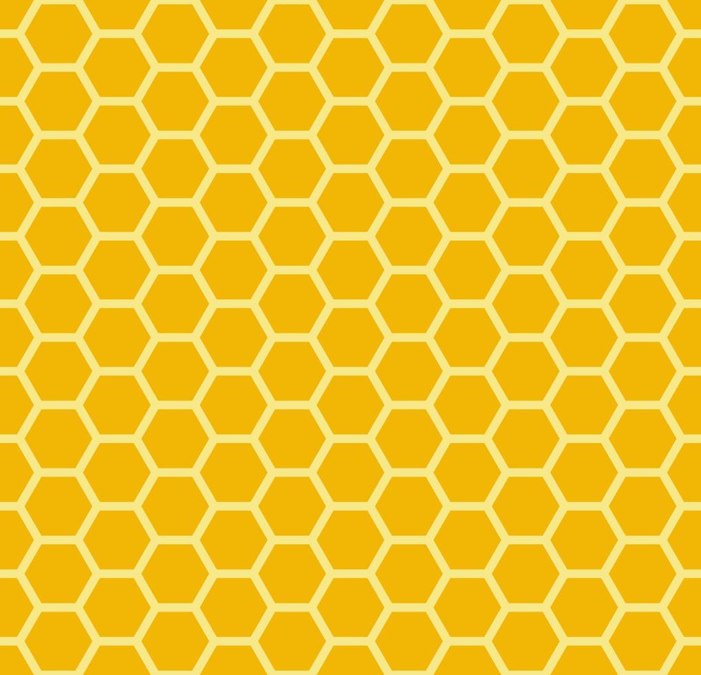 fondo de panal. colmena de patrones sin fisuras. ilustración vectorial del símbolo de textura geométrica plana. hexágono, trama hexagonal, signo o icono de celda de mosaico. colmena de abejas de miel, amarillo anaranjado dorado. vector