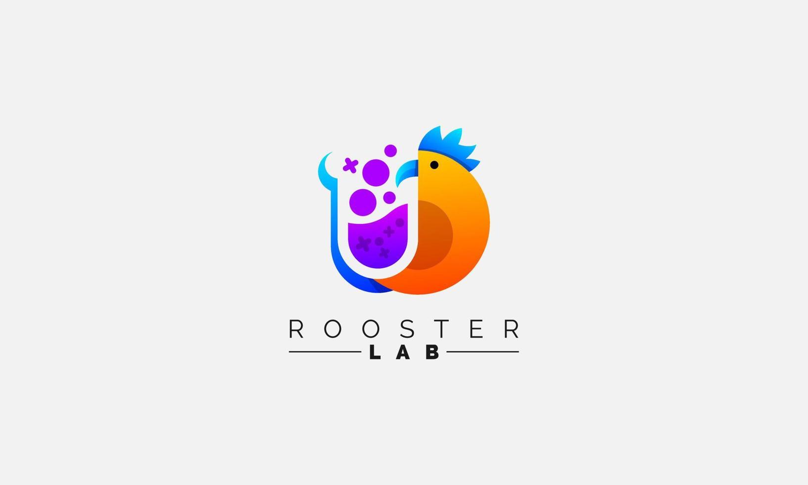 Gradient Modern Rooster Lab Logo Design Vector