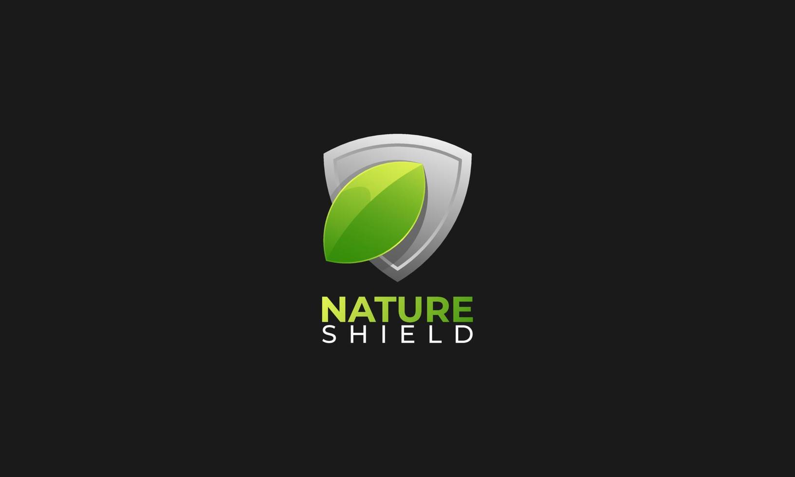 Shield shape with plant Logo Design in negative space vector