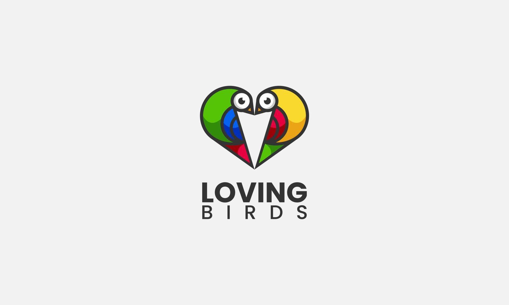 Gradient Modern Loving Birds Logo Design Template vector