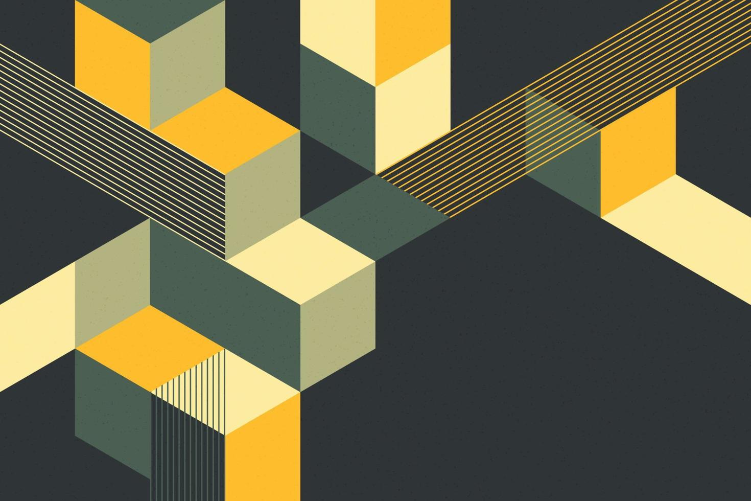 Abstract isometric geometric shapes background in retro style. Complex geo composition template to create modern poster, business card or presentation vector
