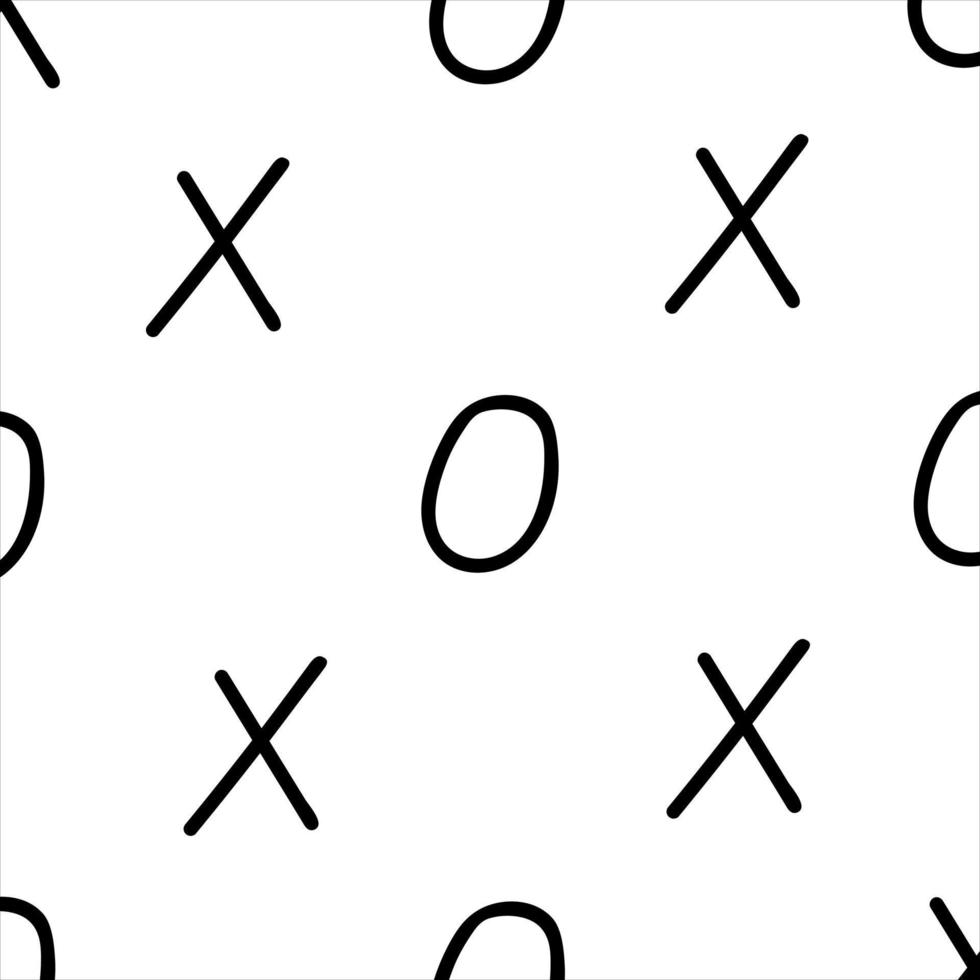 Hand-drawn lines. Seamless abstract black and white tic tac toe pattern, seamless pattern, web design, greeting card, textile, technology background. vector