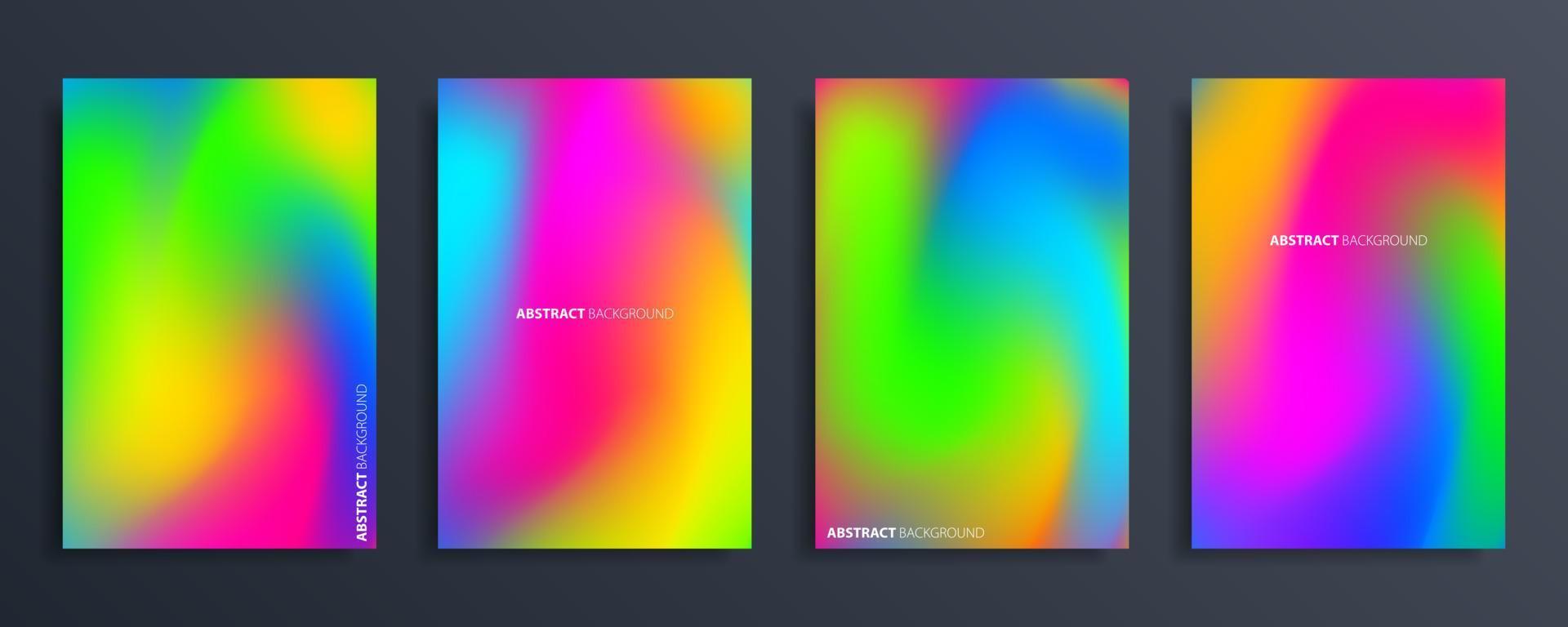 Set abstract gradient blurred background in bright vivid color. Blur vector wallpaper.
