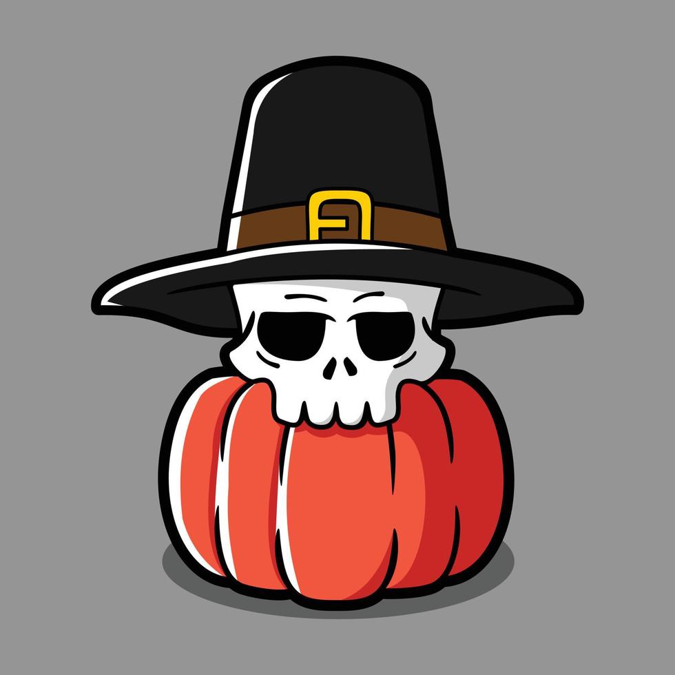vector illustration of a skull on a pumpkin