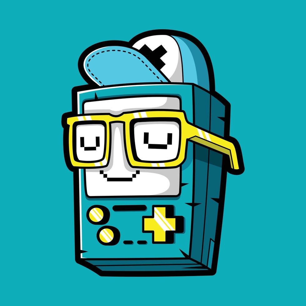 vector illustration of console game character wearing glasses