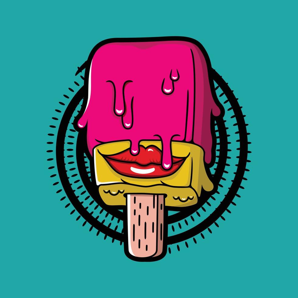 ilustración vectorial de helado sonriente vector