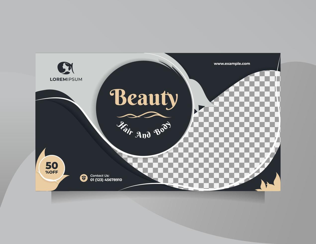 Landscape social media banner design for creative and modern beauty skin treatment center promotion. Vector template can be used for promotion of beauty products, fashion, cosmetic, something natural