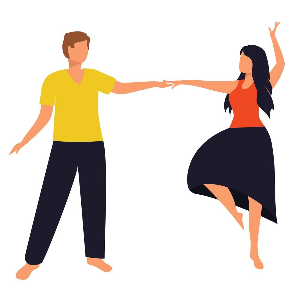 Man and woman dancing together. Vector illustration.