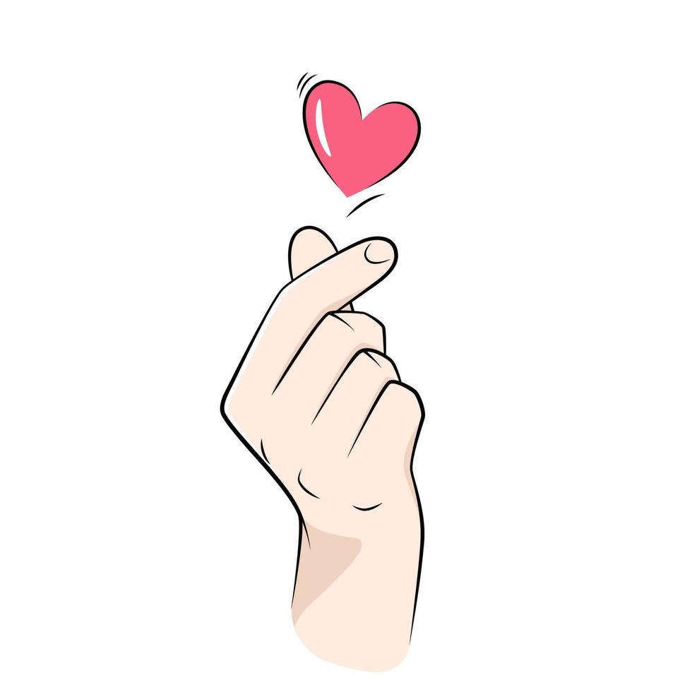 Korean finger heart, love hand sign vector drawing