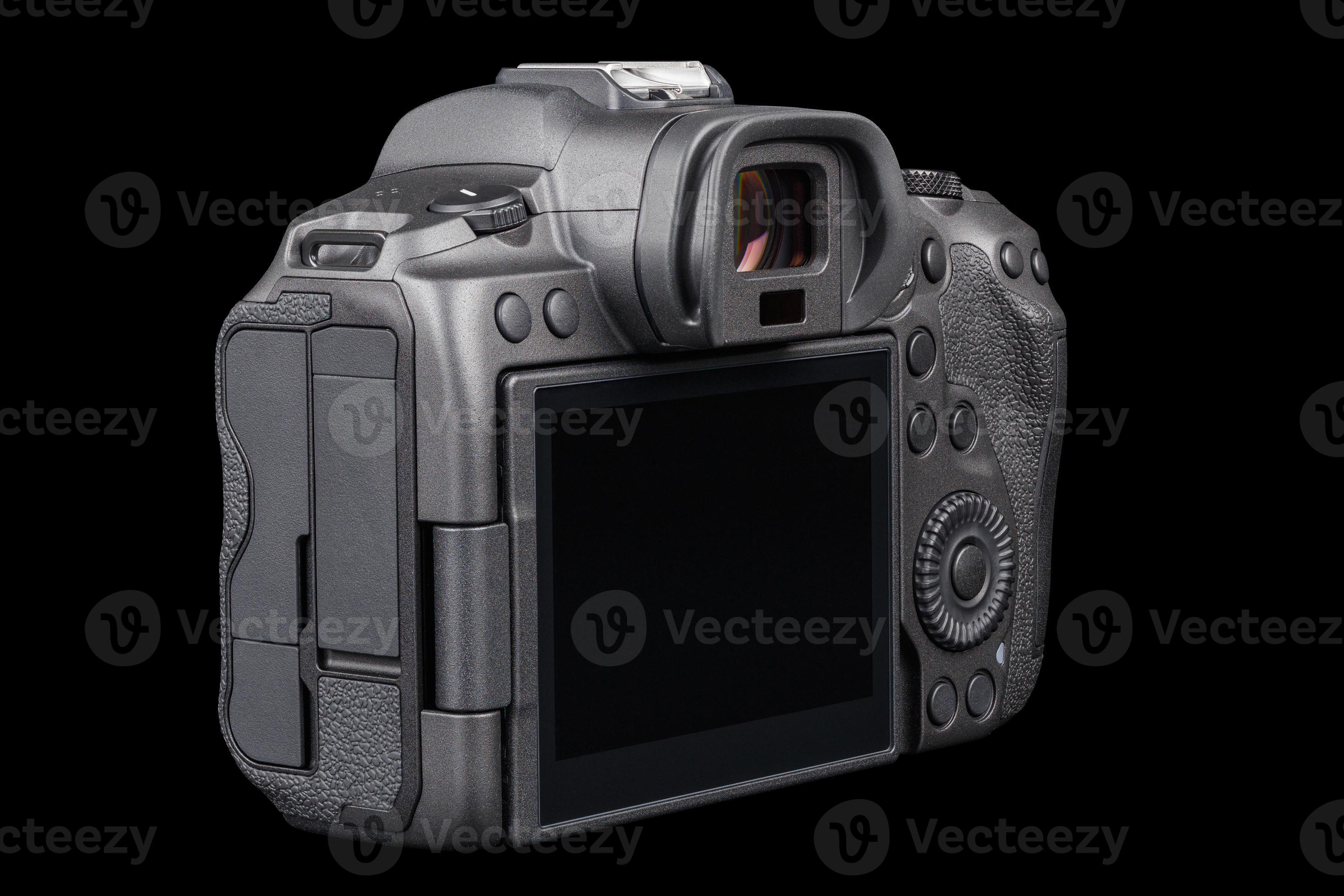 black mirrorless digital camera without lens isolated on black background 12673695 Stock Photo