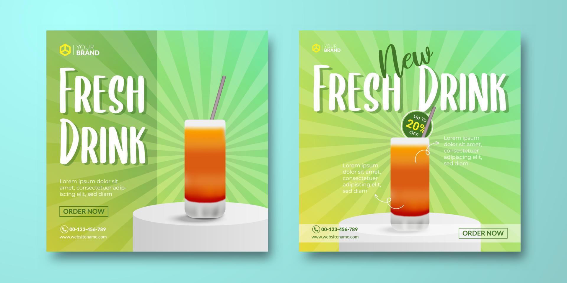 Fresh drink social media post template. Lemon tea poster for digital advertising, social media post, or web banner vector