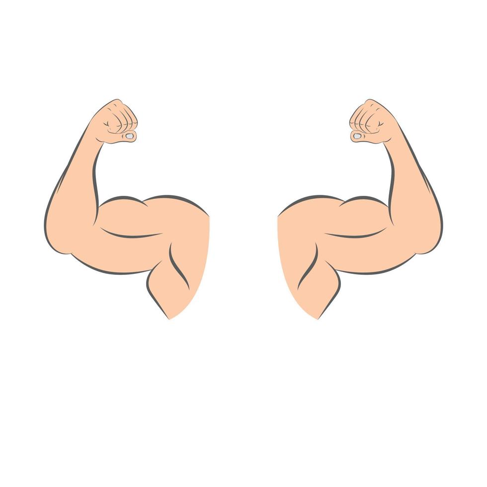 Muscular arm flexing strong hand biceps hand drawn vector illustration