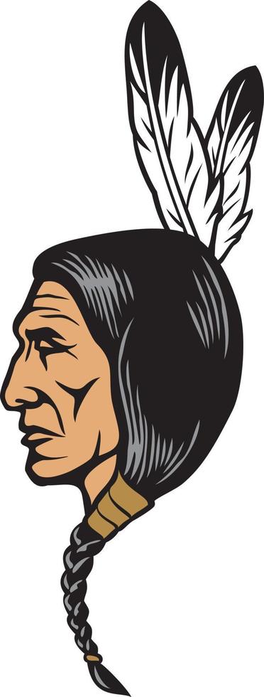 Indian Chief Head Vector Illustration