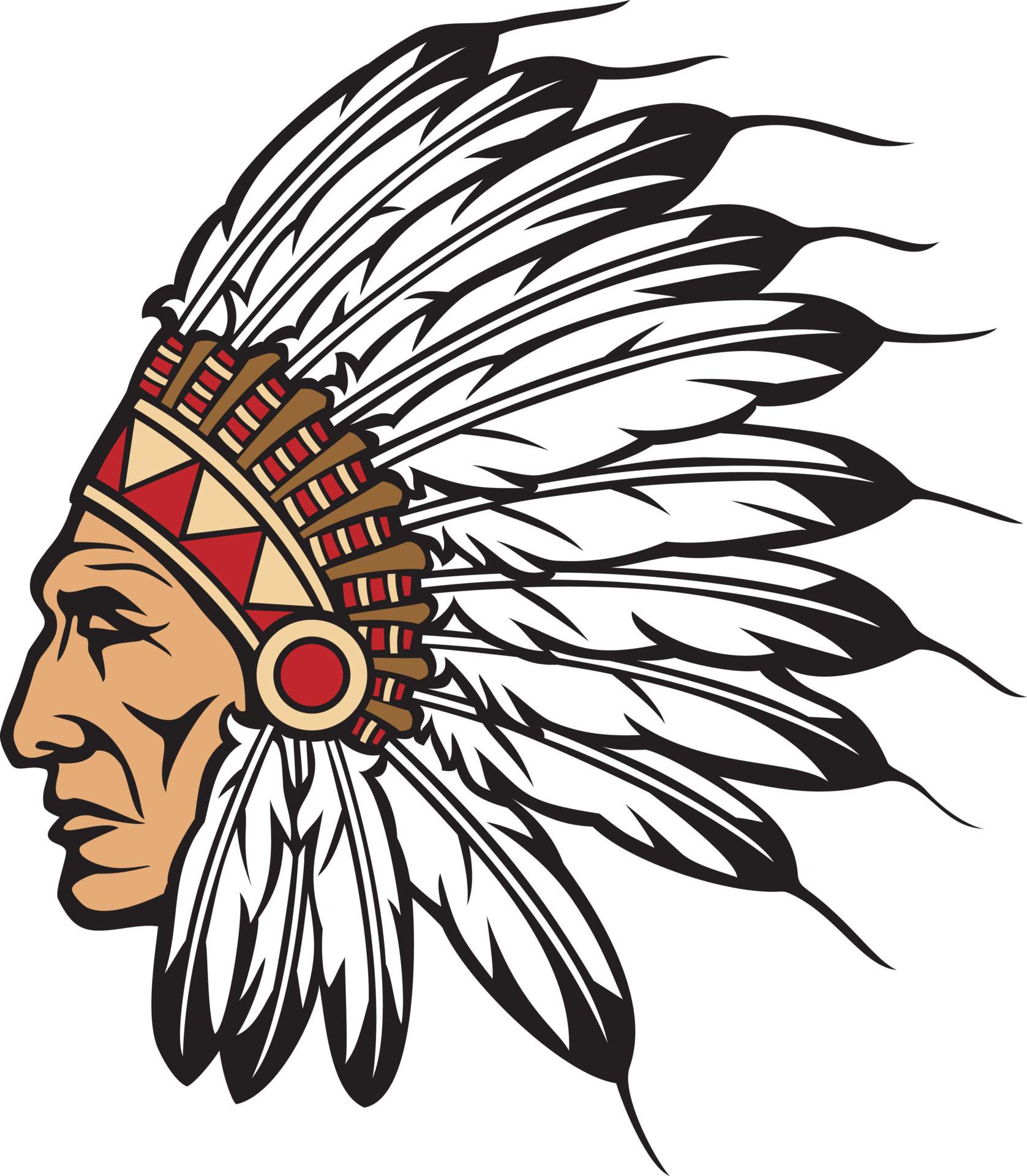 Indian Chief Head with Headdress Vector Illustration 12674473 Vector Art at Vecteezy