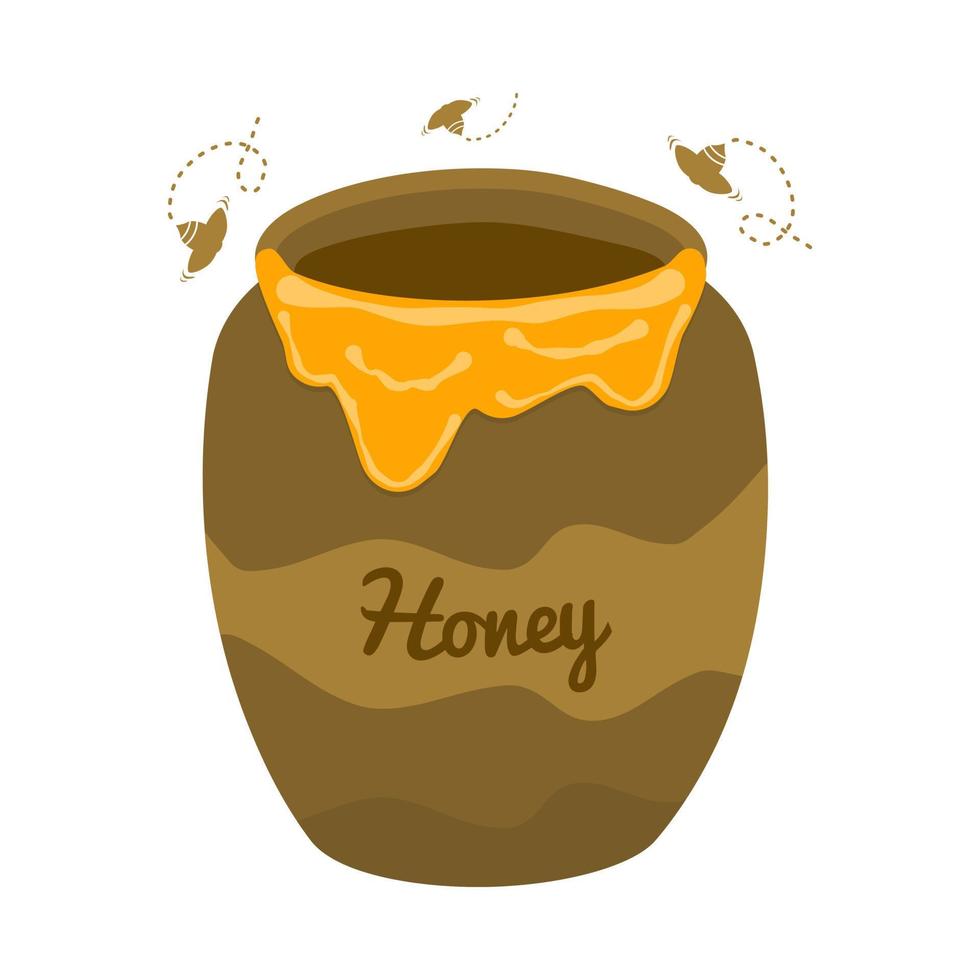Honey barrel illustration vector. Cartoon Hand drawn style. Editable format vector