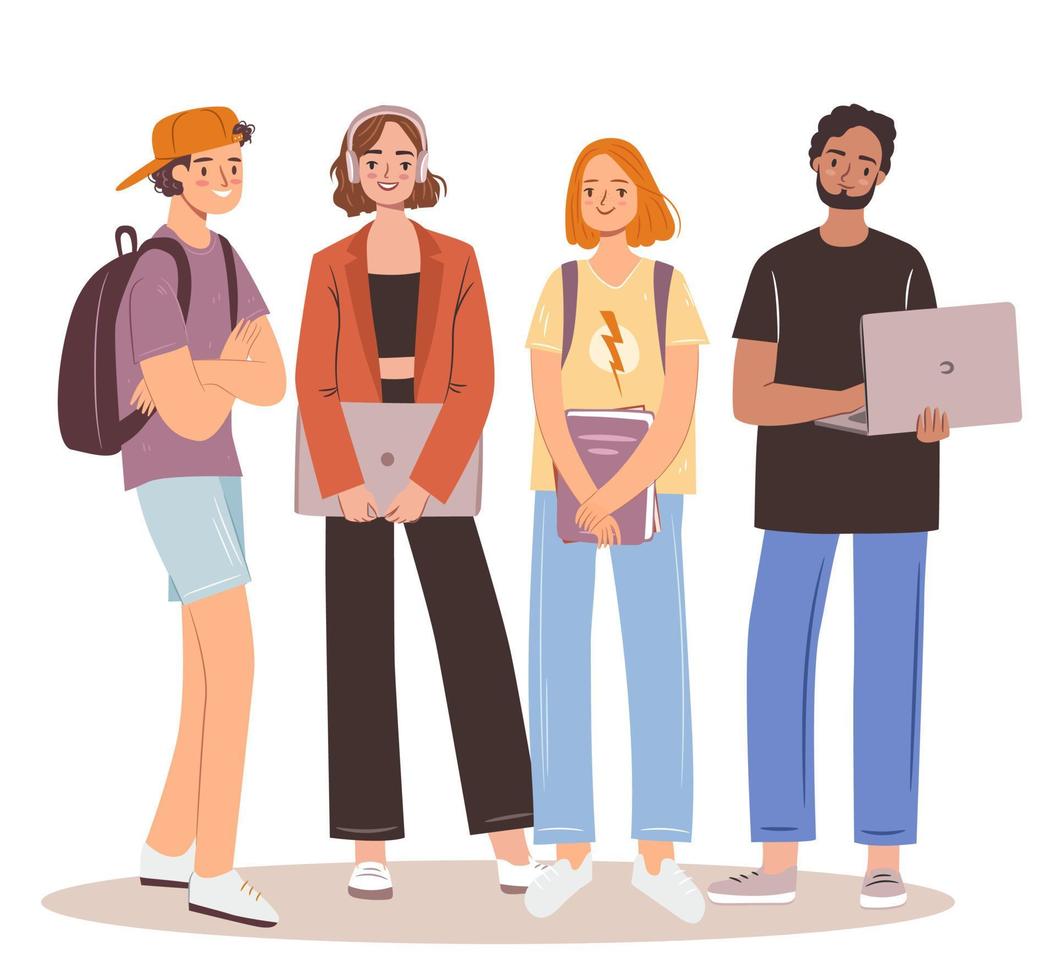 grupo de estudiantes felices. ilustración vectorial vector