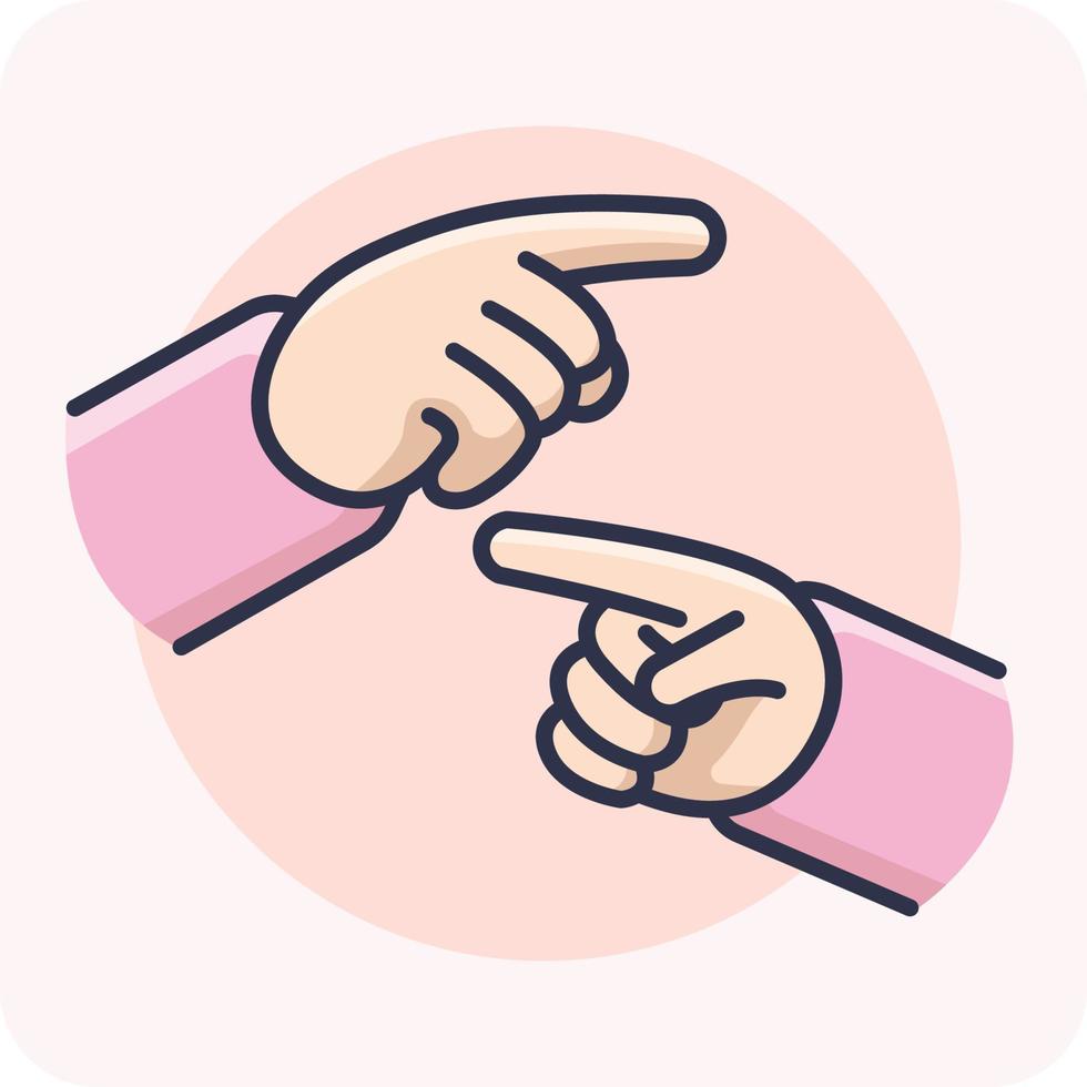 gesto de la mano apuntando hacia adelante con la mano derecha, ilustración, diseño vectorial, fondo aislado. vector