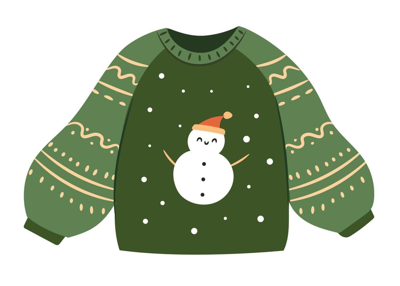 Christmas ugly sweater isolated on white background. Cute winter sweater. Flat vector illustration