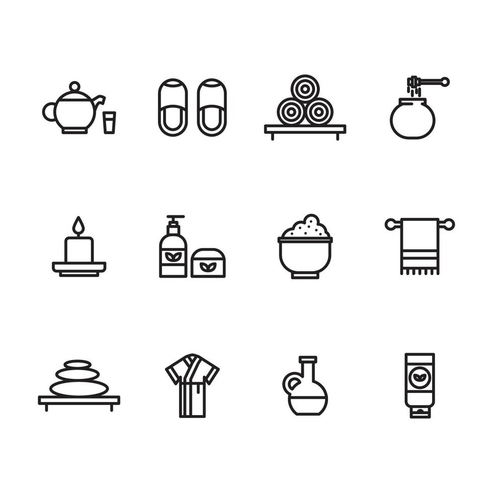 Outlined Spa Icons vector