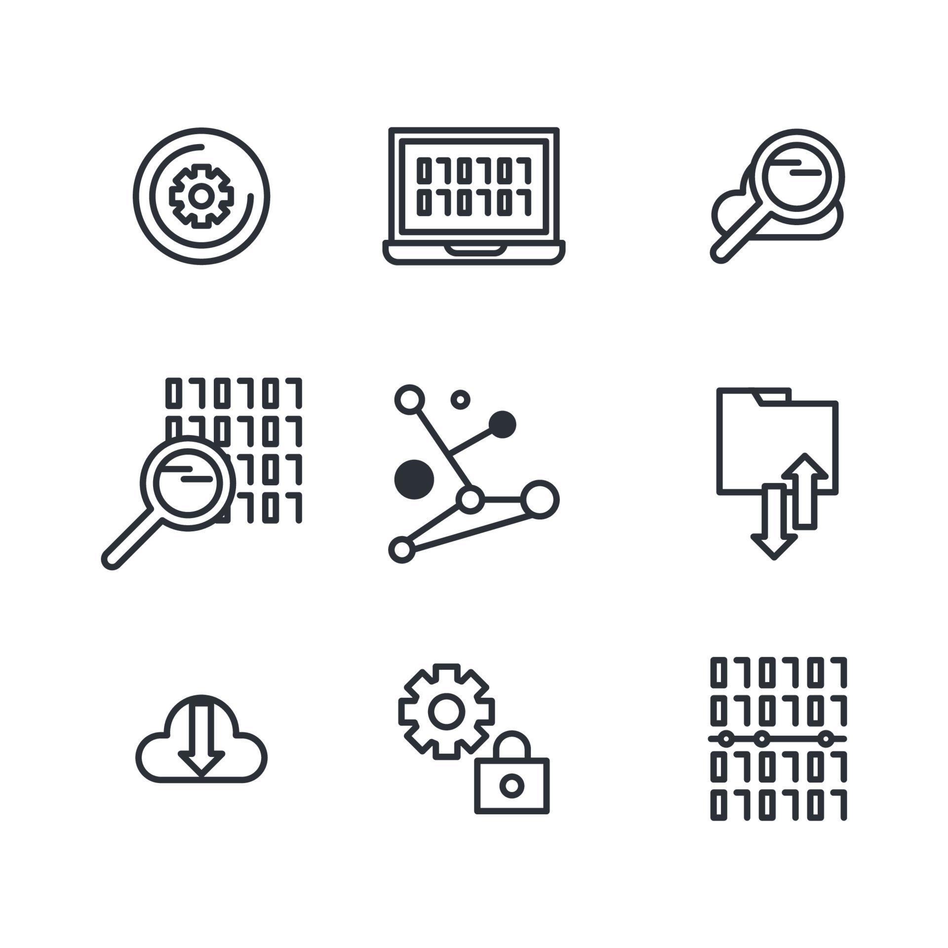 Outlined Binary Icons 12675559 Vector Art at Vecteezy