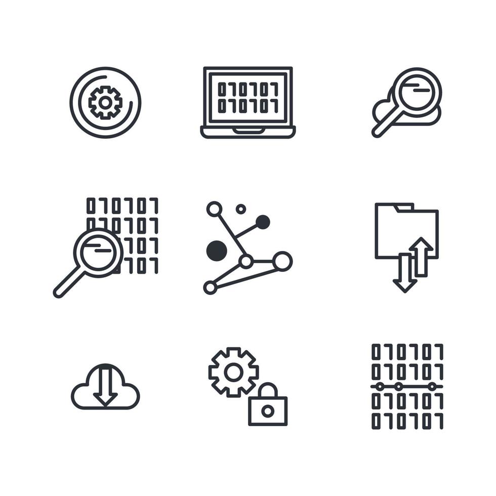 Outlined Binary Icons vector