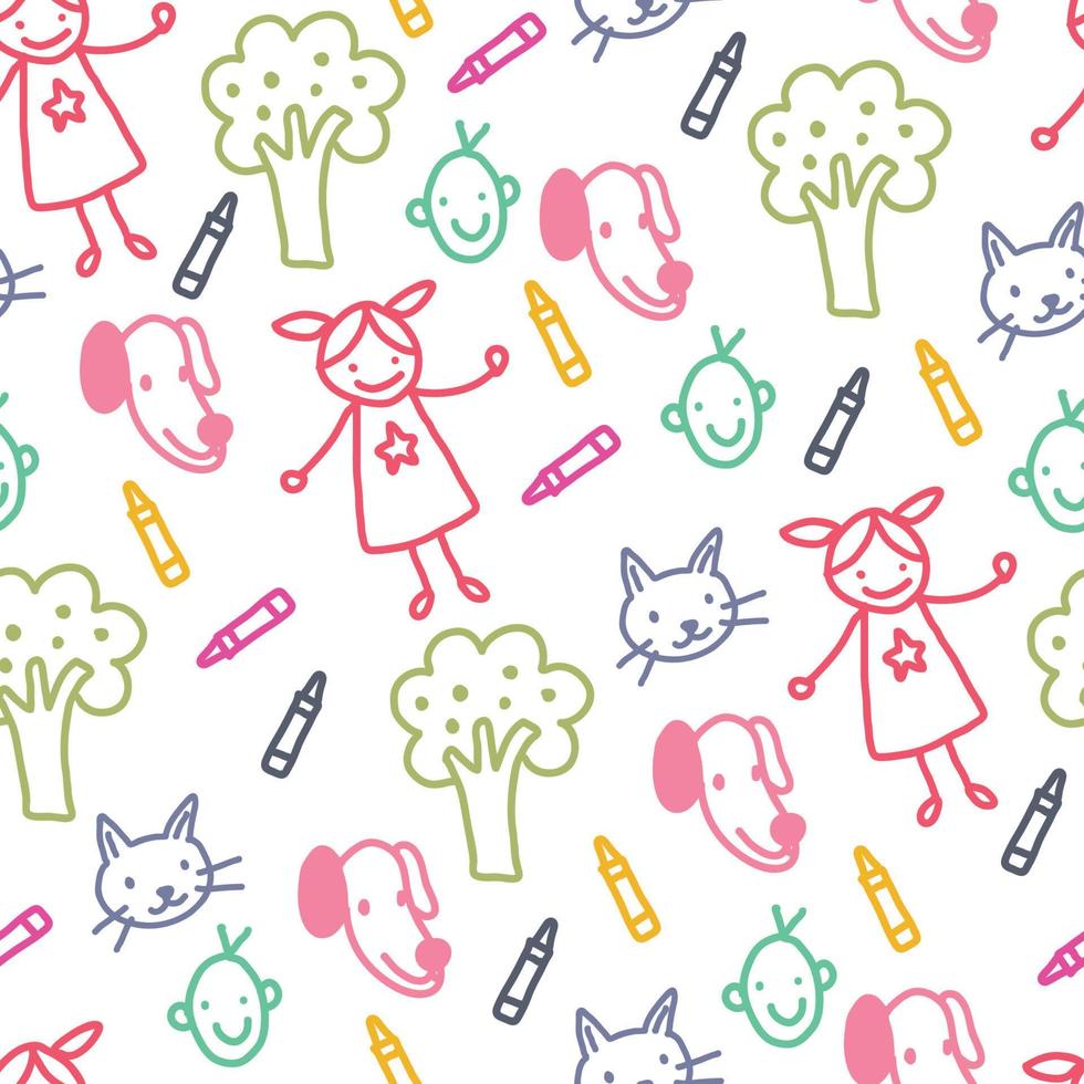 Kids Doodles Pattern vector