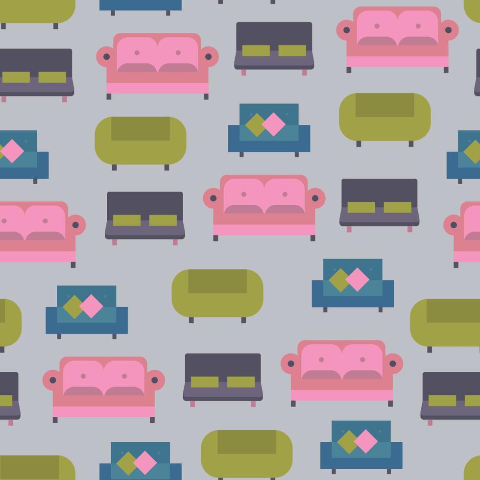 Flat Couchs Seamless Pattern vector