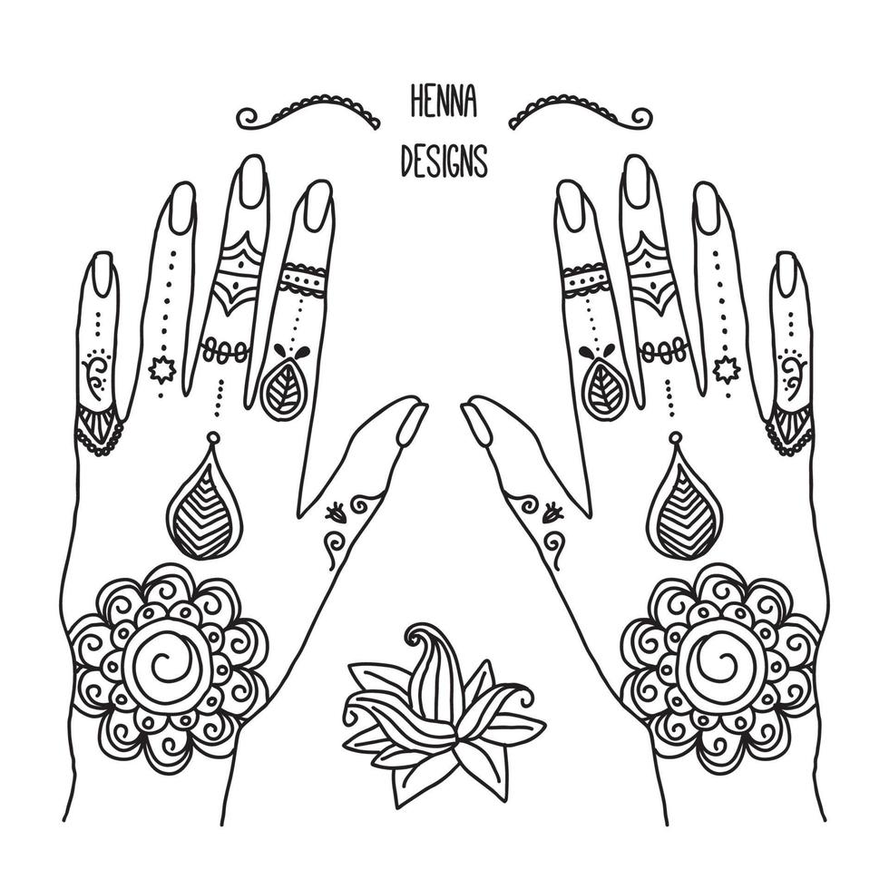 diseños de manos de henna vector