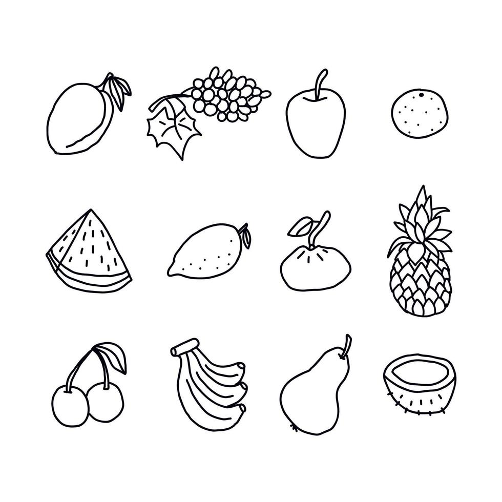 dibujos de frutas garabateadas vector