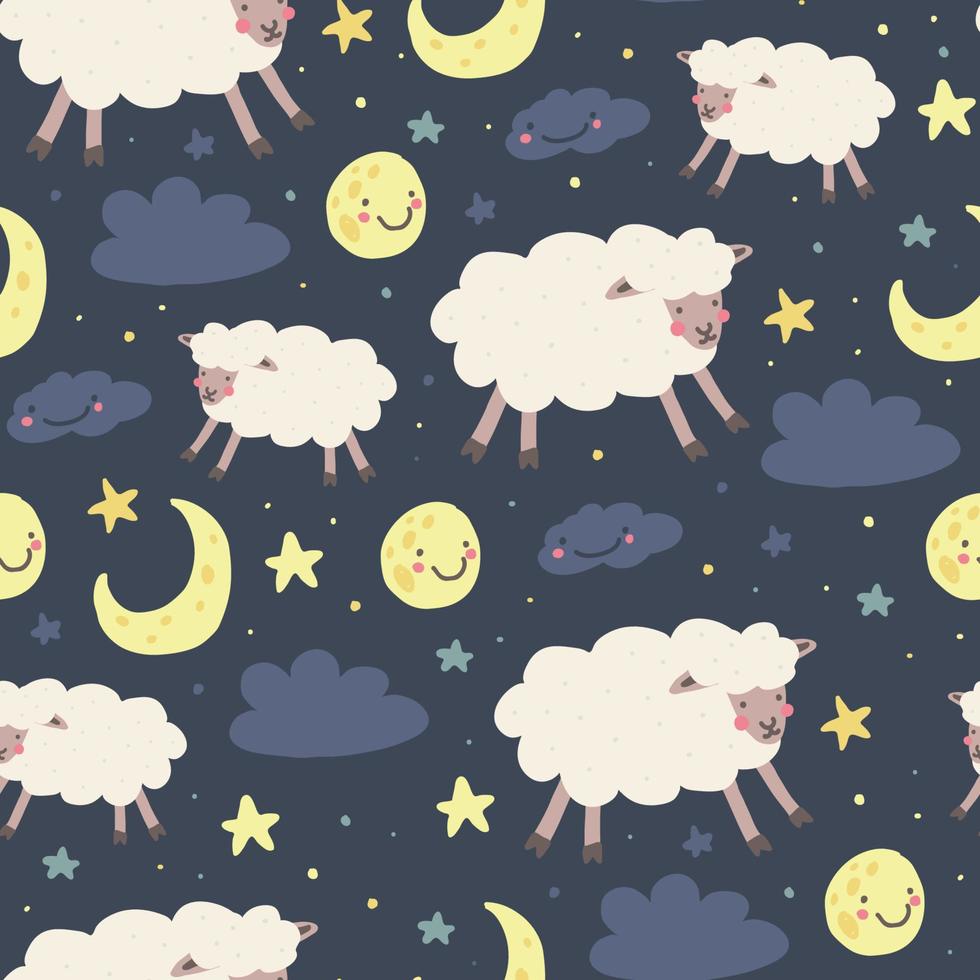 Seamless Sleepy Sheep Pattern vector