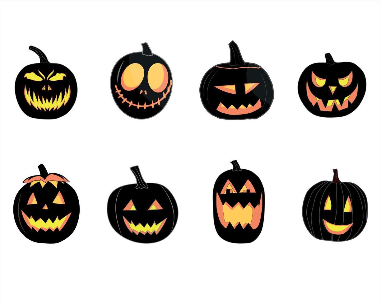 Black halloween pumpikns vector with white background.
